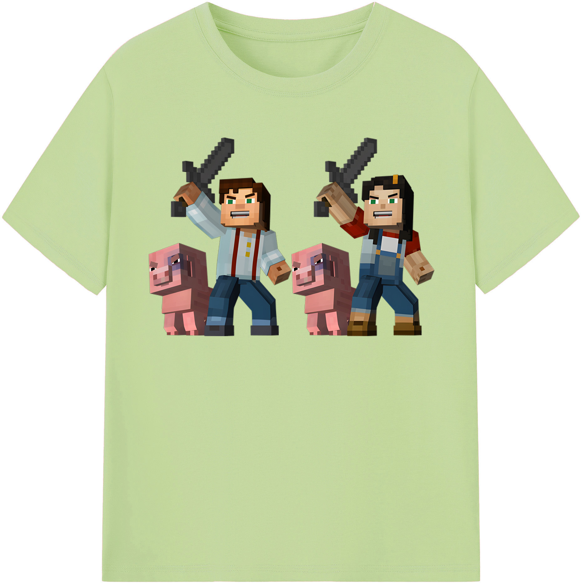 （画像用） マインクラフト ブロックの世界 Minecraft MC Block world 綿100％半袖Tシャツ（フロントプリント）